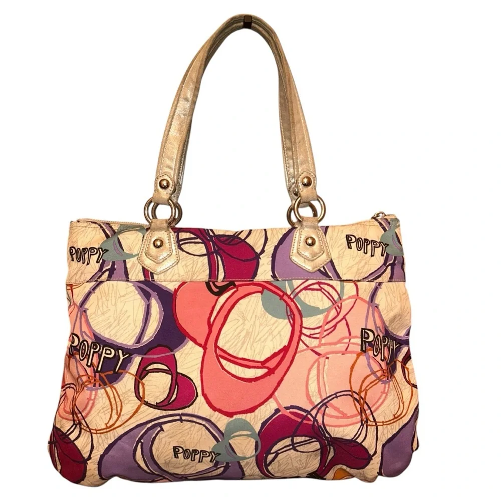 Coach Poppy Graffiti Glam 2012 / 17929M Pink Purple Teal Multi C Tote - Picture 3 of 5